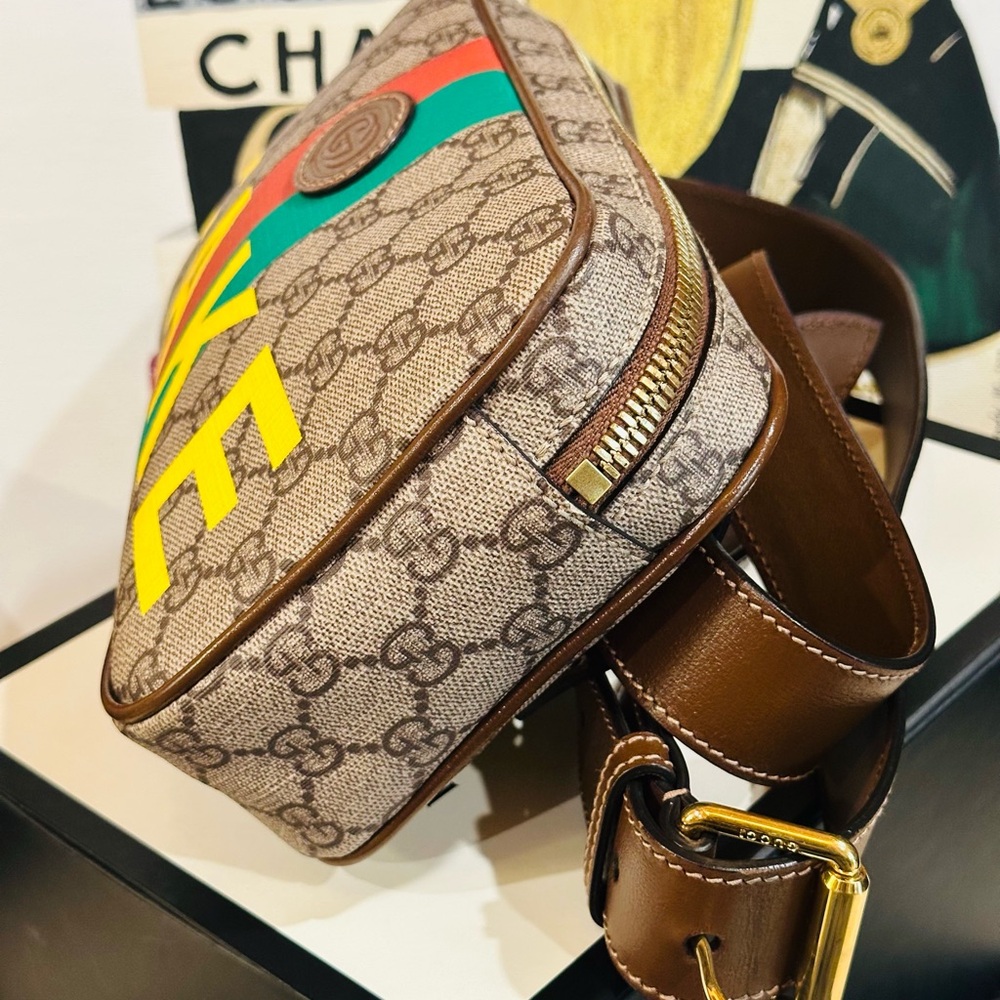 🔥RARE GUCCI GG SUPREME MONOGRAM FAKE/NOT Belt Bag Coated Canvas Full Inclusion - Picture 5 of 14